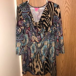 COPY - sunny leigh swoop-neck long sleeve blouse